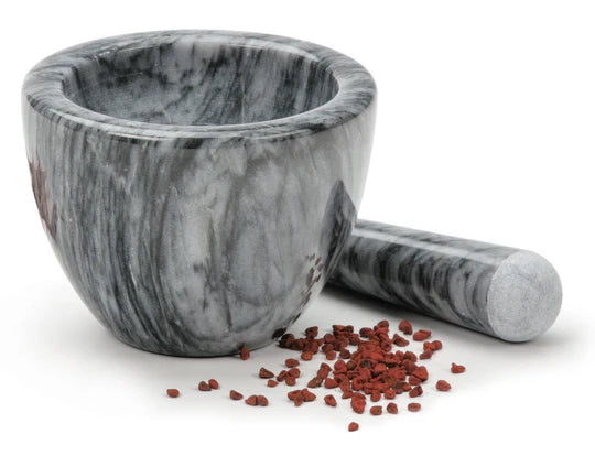 RS-GRY-2 GRAY MARBLE MORTAR & PESTLE
