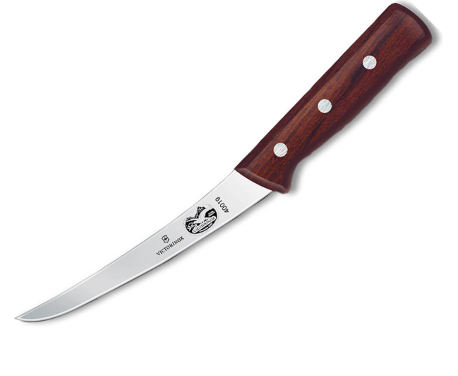 FOR-6616.15 Boning, 6" curved, flexible blade, wood handle