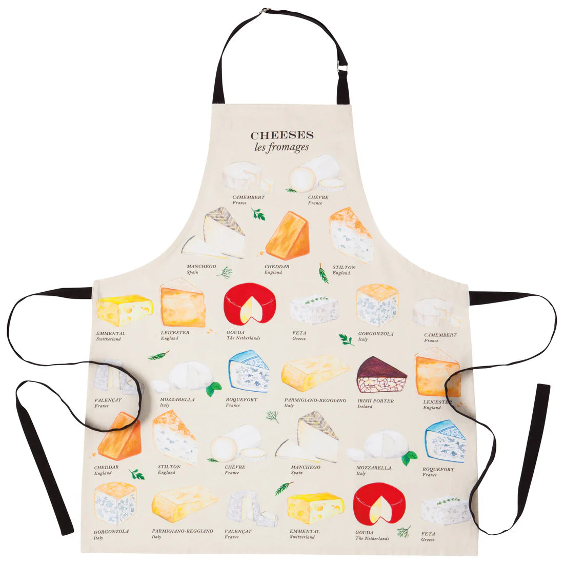 DAN-NAP2339D APRON FINE PRINT LES FROMAGES