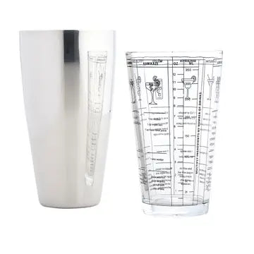 HI-48036 HIC BAR BOSTON COCKTAIL SHAKER WITH RECIPES