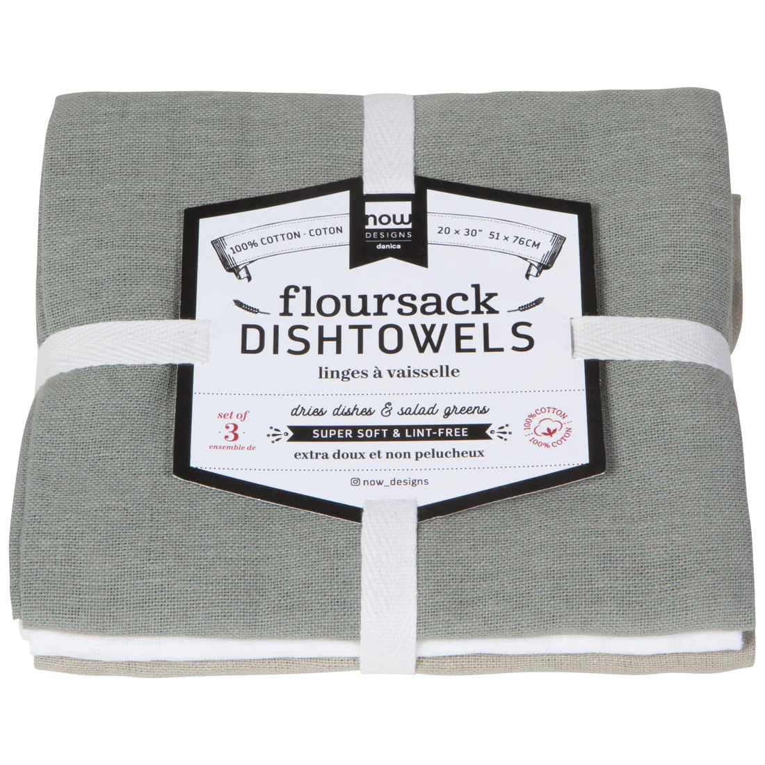 DAN-911422 GRY WHT MOONSTRUCK FLOURSACK TOWELS SET OF 3