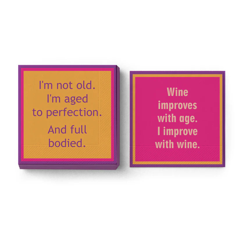 DOM-7134 WINE IMPROVES WITH AGE COCKTAIL NAPKIN